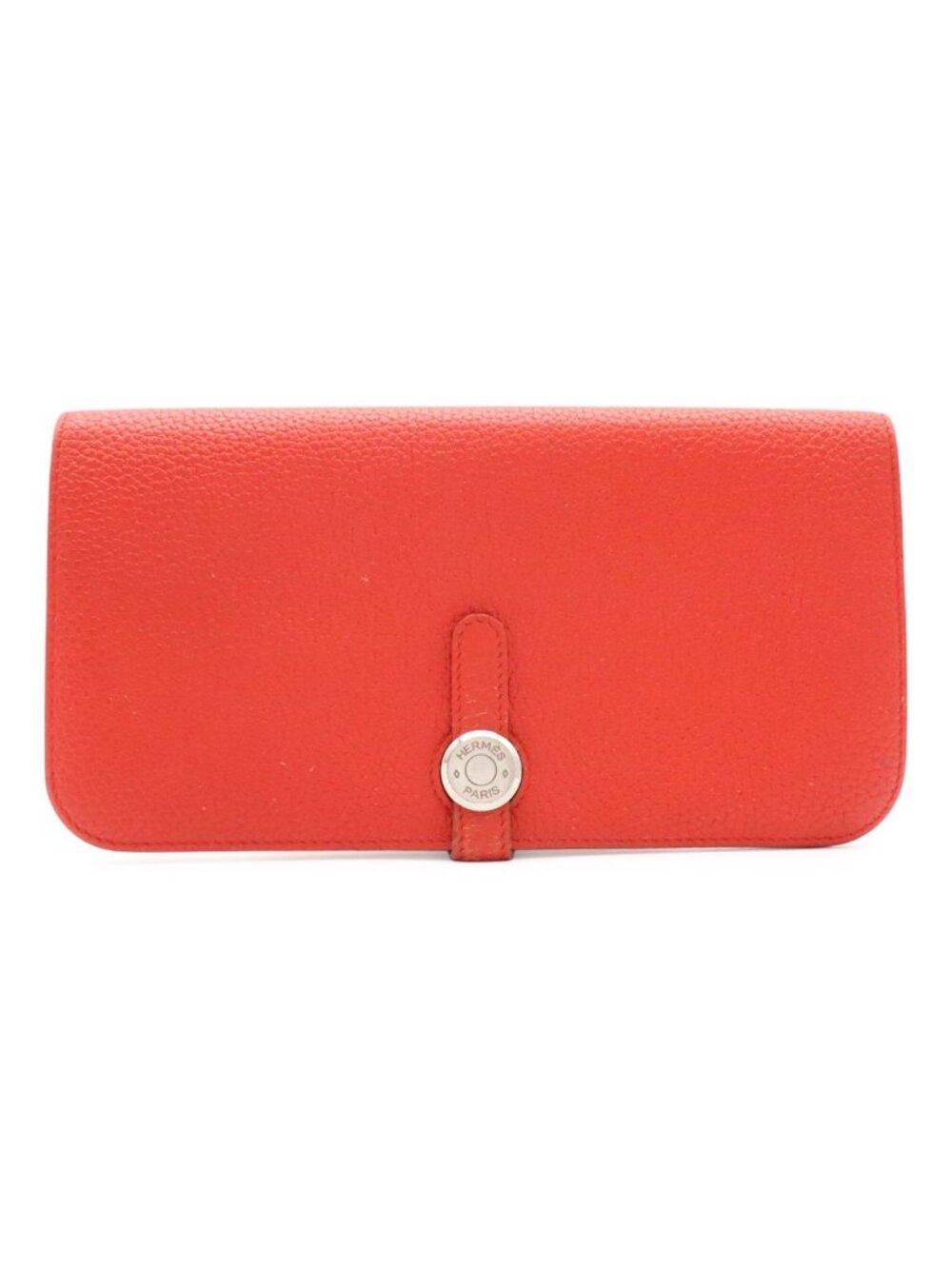 Hermes Dogon Recto Verso Long 2 Fold Wallet Bifold Togo Leather Vermillion